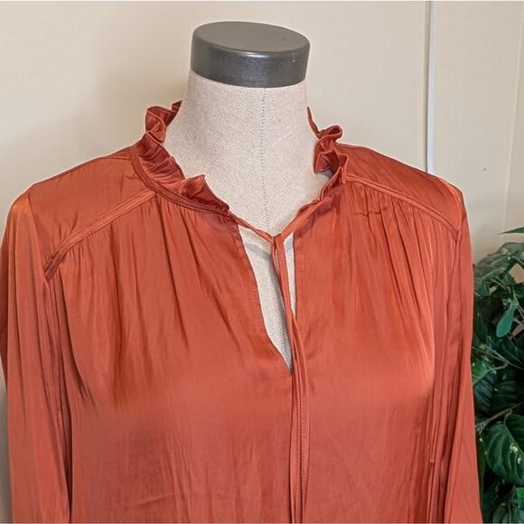 Rachel Roy Burnt Orange Peasant Blouse Small - Picture 5 of 9